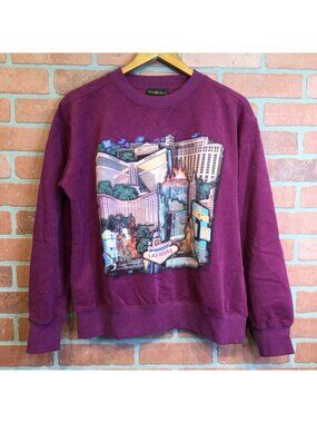 Vintage MGM Mirage Las Vegas Graphic Sweatshirt Purple Size M USA